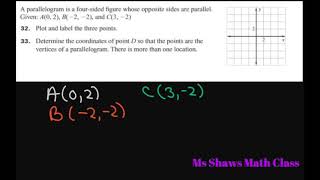 Plot 3 points of a parallelogram and find the other point