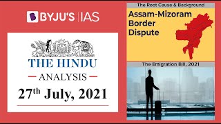 'The Hindu' Analysis for 27th July, 2021. (Current Affairs for UPSC/IAS)