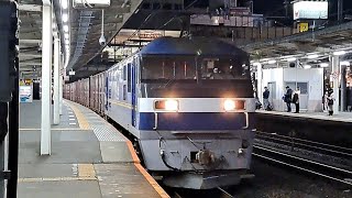 《約5分遅れ・ジョイント音最高！》EF210 340号機[吹]+コキ18両が大宮駅6番線を通過！(3096列車・コンテナ輸送)