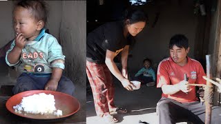 Making butter of buffalo mild curd || Himalayan buffalo herders of Nepal