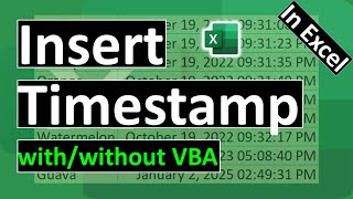 How to Insert Timestamp in Excel | Formula | VBA