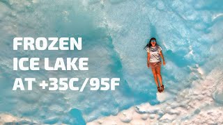 Frozen ICE lake in the Heat +35C/95F - Wonder of Yakutia, Siberia - lake Bulus
