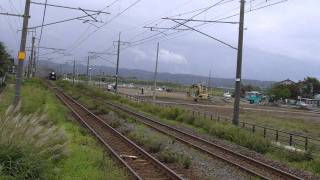 ＳＬ信越線開業１２５周年 前川駅通過