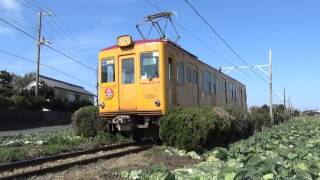 【銚子電鉄】西海鹿島駅を発車し、笠上黒生駅へ走るデハ1001