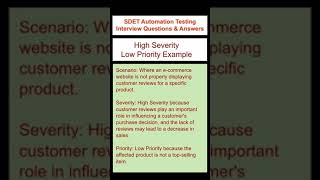 SOFTWARE TESTING : Low Severity | Low Priority Example - SDET Automation Testing Interview