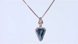 Peora 14k Rose Gold London Blue Topaz Chevron Cut Pendant (3.00 carat) P10012