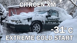 Citroen XM V6 extreme cold start and rising up at -31°C