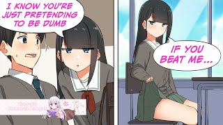 [Manga Dub] I was pretending to be dumb, but this cute girl found out about it and... [RomCom]