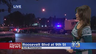 Tractor-Trailer Crash Spills Diesel Fuel On Roosevelt Boulevard