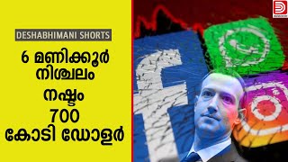 6 മണിക്കൂർ നിശ്ചലം; നഷ്ടം 700 കോടി ഡോളർ | Zuckerberg loses 7 Billion dollars with in hours