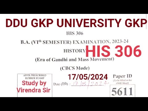 HIS 306 ANSWER KEY ।। DDU GKP UNIVERSITY GKP B.A. 6th SEM HISTORY 1ST ...