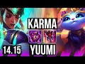 KARMA & Kalista vs YUUMI & Zeri (SUP) | 71% winrate, 2/1/9 | EUNE Master | 14.15