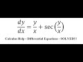 Calculus Help: Homogeneous - Differential Equations - dy/dx=y/x+sec⁡(y/x) - Techniques