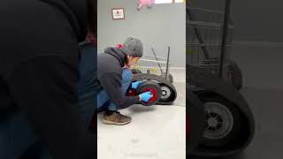 You won't believe what this kid made with old tires and a shopping cart 🛒😯#crafts #shorts