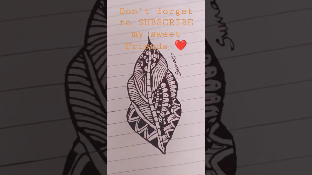 Zentangle Doodle Art Drawing Leaf Design Viral Shorts Youtube