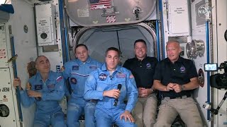 Watch in full: SpaceX astronauts hold news conference onboard ISS after docking