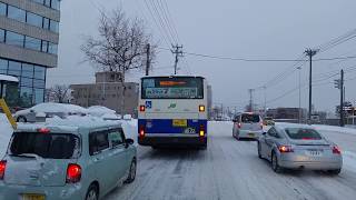 札幌市西区山の手～北1条通～山の手橋～西野～手稲左股通交差点　冬道ドライブ　hokkaido　sapporo