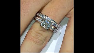 2.00 ct Asscher cut Diamond Engagement Ring with Wedding Band