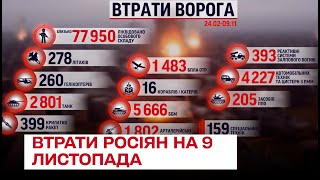 🔥 Втрати росіян на 9 листопада: темпи знищення окупантів не падають