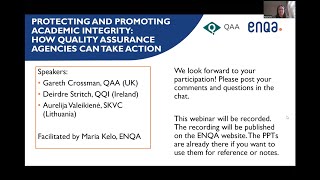 ENQA and QAA webinar \