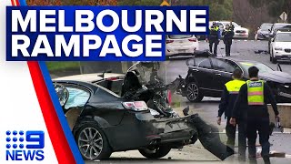 Teen arrested after multiple cars damaged in hit-run crash in Melbourne | 9 News Australia