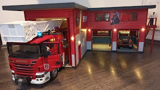 Fire Department Toy for Bruder Fire truck SCANIA, LAND ROVER for kids Time lapse building