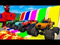 5 MONSTER TRUCK VS GIANT COLOR WATER SLIDE #033