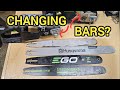 How to fit a bigger bar. Ego & Greenworks commercial series battery chainsaw bar & oiling. CSX5000