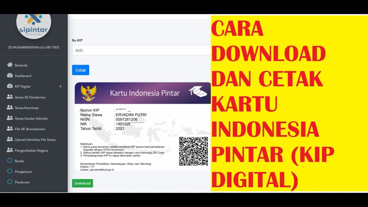 Cara Download Dan Cetak Kartu Indonesia Pintar KIP Digital 2021 - YouTube