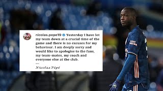 Arsenal’s Nicolas Pepe Apologises to the Club and Teammates and Fans Via Instagram