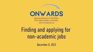 Finding and Applying for Non-academic Jobs