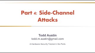 Hardware Security Tutorial - Part 4 - Side Channel Attacks