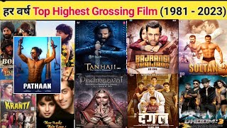 Highest grossing bollywood movies each year (1981-2023) | top 50 highest grossing movie every year