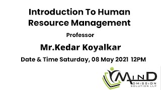Introduction To Human Resource Management - Mind Admission