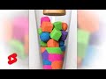 Colorful Cubes Drop and Squish Kinetic Sand Satisfying #shorts