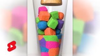 Colorful Cubes Drop and Squish Kinetic Sand Satisfying #shorts