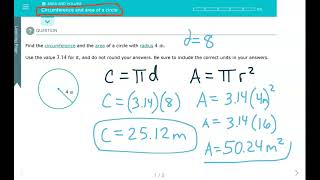 Circumference and area of a circle ALEKS Area Volume Geometr