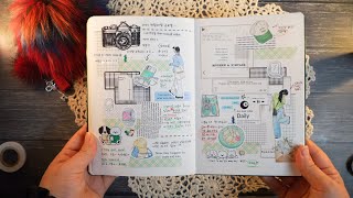 bullet journal, A diary decorated with stickers [ASMR]