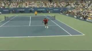 Federer Amazing Shot \ US Open 2009 semifinal