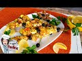 Oven baked fish skewers. Squid and shrimp. In the kitchen with Pauline.