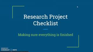 Tutorial: Finalizing your Research Project