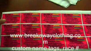 custom sublimated business cards, name tags, race #, promotional items