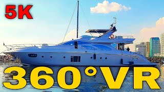 360° VR Azimut Yacht Walking Virtual Boat Tour Volos Harbor 5K 3D Visit Greece Virtual Reality HD 4K