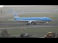 4k klm 787 and a330 make epic wheelies during landing in a storm at amsterdam airport schiphol