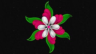Beautiful Flower Rangoli with 3-2 dots 🌻| Easy Rangoli design || Easy dots Kolam | Flower muggulu