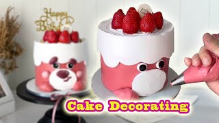 How to make Lotso Huggin Bear with Strawberry Cake Decorating | Birthday Cake Tutorial Step by Step