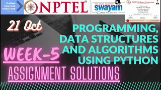 NPTEL | Programming, Data Structures And Algorithms Using Python | Week-5 Assignment Solutions.