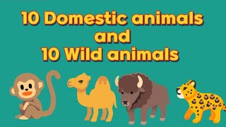 10 Domestic and 10 wild animals name in english|Animals video for kids@Studentstudy-k9h