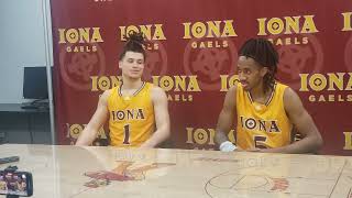 Iona Players Walter Clayton, Daniss Jenkins Comments Post 71-60 win Over Manhattan Feb. 17, 2023