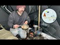 Cooking Hot Pot Over A Wood Stove - Solo Winter Camping & Ice Fishing